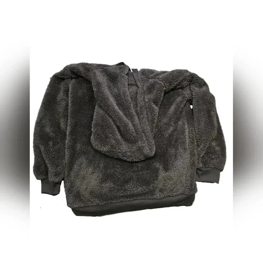 No Brand, Size M, Grey Teddy Half-Zip Pullover - Picture 4 of 13